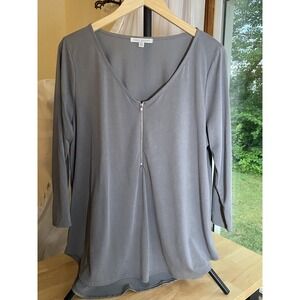 Green Envelope Los Angeles Women's Grey Blouse 3/4 Sleeve Blouse XX Large
